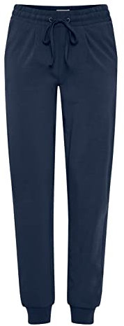 OXMO OXODETTE Pants Damen Hose Jogginghose Lange Hose mit elastischem Bund und Tunnelzug Single Jersey Baumwolle mit Stretch Regular-Fit, Größe:S, Farbe:Indigo Blue (201042)
