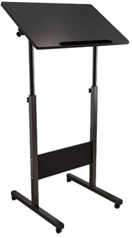 ENHEN Rednerpult Tragbarer Mobiler Stehender Laptop -Schreibtisch, Einstellbare Höhenpodienpodiumsrollwagen, Wagen, Computertisch für Home Office -Klassenzimmerrede (Color : Black)