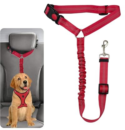 Cintura Sicurezza Cani per Auto - Cintura di Sicurezza per Cani di Piccola Taglia Cane di Taglia Media (Rosso)