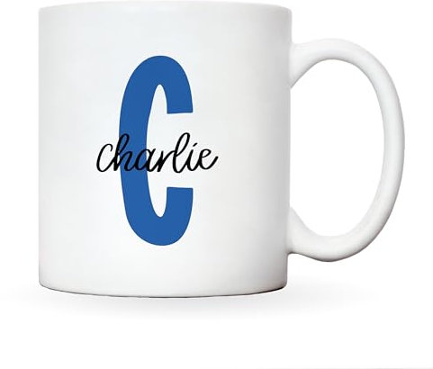 Personalised mug with name and initial, personalised gifts for women coffee mug coffee cup, customised gifts, mugs for women, coffee mugs, personalised gifts for girls (Blue)