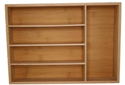 hausleben Besteckkasten 5 Fächer | 35,5x25,5x5cm | Natur | Bambus | Nachhaltig | Küche