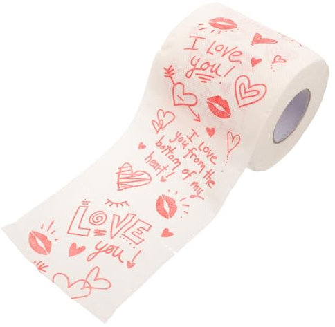 Gatuida Valentinstag Toilettenpapier-Dekor Liebesherz Bedruckte Toilettenpapierrolle Romantische Neuheit Süßes Toilettentuch Taschentuch Lustiges Hochzeitsgeschenk Geburtstagsgeschenk