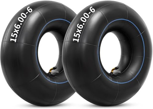 Heavy Duty 15x6.00-6 Butyl Inner Tubes with TR-87 Bent Valve Stem, Premium Replacement 6.00/6.50-6 Lawn Mower Tire Tubes Fit for Snow Blowers, Go Karts, Golf Carts, Wheelbarrows and More(Pack of 2)