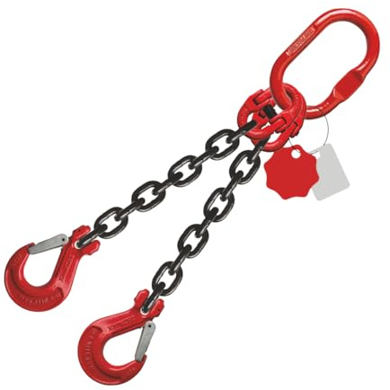 2-Strang 6mm Kettengehänge Anschlagkette Krankette EN 818-4 schwarz GK8 hochfest und geprüft Tragfähigkeit:1,6t Beschlagteile nach EN 1677-2 (1m ohne Verkürzungseinheit)