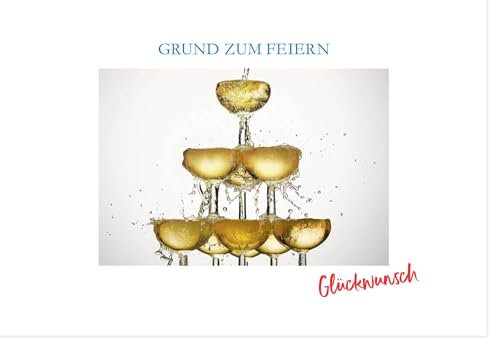 Glückwunschkarte - Sektgläser zum Anstoßen für Festlichkeiten & Neujahrsfeier, Cheers - mit Umschlag