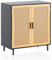 FineBuy Sideboard 80x86,5x40 cm Kommode Schwarz mit Wiener Geflecht, Hoher Kommodenschrank Zeitlos, Standschrank Wohnzimmer mit 2 Türen, Anrichte Rattan