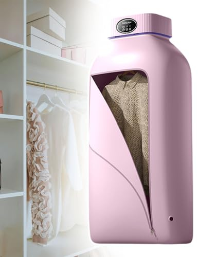 Petit Sèche-linge, Sèche-Linge Pliable Avec Sac de Séchage, Séchage chronométré, Deux Vitesses Réglables, Convient Aux Hôtels, Appartements, Camping-cars, Voyages, Dortoirs, Rose