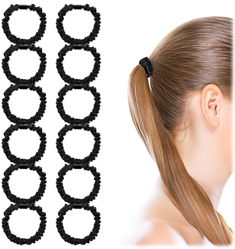 Haargummis aus 100 % reiner Maulbeerseide, Haargummis für Mädchen, elastische Haarbänder, Pferdeschwanzhalter für dickes, dünnes Haar, schwarz, niedlich, Satin, schläfriges Haargummi, keine Schäden,