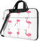 Sac à bandoulière pratique pour ordinateur portable Motif flamants roses sur blanc, noir, 14 inch