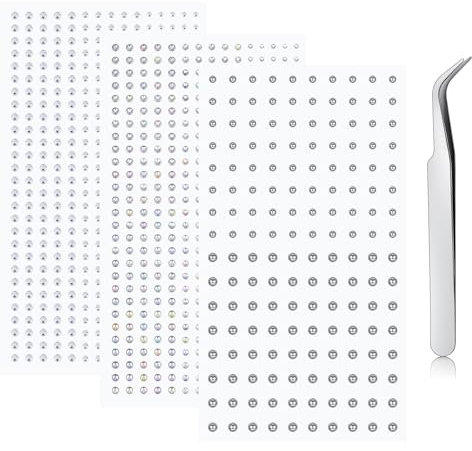 NIUSIMAN 3 pièces Faux piercing nez Oreille Spike Faux sourcils Spike Acrylique Stick-on Crystal Gemstone Sticker Feuilles,Forme ronde Gemstone Sticker Non Piercing Bijoux 2/2.5/3/4MM