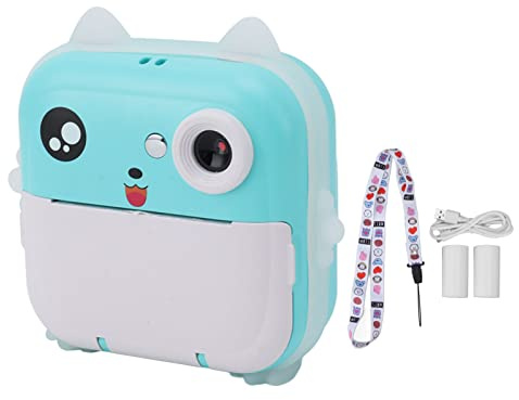 Digitaldruckkamera, 24 MP, 5 V, 1080 P, 720 P, 2,4-Zoll-Display, USB, Sofortbildkamera, Selfie-Kamera, Spielzeug für Mädchen, Kleinkinder (Blau Grün)