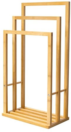 Schulte Treppenförmiger Handtuchhalter aus Bambus – Stehend mit 3 Handtuchstangen, stilvolles Design für Badezimmer & Küche, EP1839