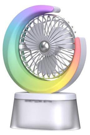 Ventilador de escritorio LED – Ventilador de escritorio recargable, ventilador de humidificación personal | Ventilador humidificador de iluminación exterior con tanque de agua grande de 600 ml,
