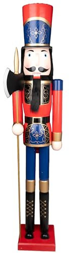 SHATCHI Statue de Soldat Casse-Noisette géante en Bois Grandeur Nature 150 cm