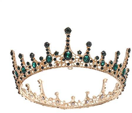 HAODUOO Strass Kristall Königin Krone Hochzeit Tiara Braut Diadem Silber Farbe Kopfschmuck Krone Party Hochzeit Haarschmuck(Gold)