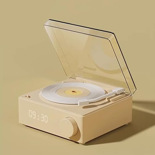 MDXHKK Portable With Dust Cover CD Player, Retro Record Player, Solid Color Disc Player, Audio Speaker, Album CD Audio Integrated Player,Bluetooth Boomboxes, Speakers Dock,Yellow