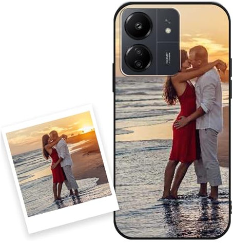 Coiwxmoi Personalisierte Handyhülle für Xiaomi Redmi 13C 6,74'', Personalisiert Hülle mit Eigenem Bild Foto Selbst Gestalten Schutzhülle, Individuelle Design Silikon Case für Redmi 13C,Schwarz