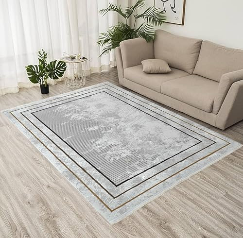 5k home decor Teppich Gold – Luxuriöser Orientalischer Teppich mit Vintage Muster - komfortabel und pflegeleicht in Beige (L237, 120X180 cm)