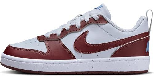 NIKE Court Borough Low Recraft Sneaker, Pure Platinum/Dark Team Red-Blue Beyond, 38.5 EU