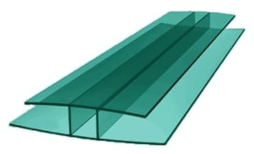 H-Profil Polycarbonat 1000mm Türkis 6mm – Stegplatten Verbinder für Doppelstegplatten | Hohlkammerplatten Verbindungsprofil für Gewächshaus & Überdachungen
