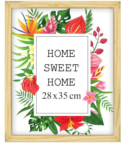 MG Design Natural Bilderrahmen 28 x 35 cm – Aus echtem Holz mit Acrylglas, zum Aufhängen & Aufstellen, für Fotos, Poster & Puzzle