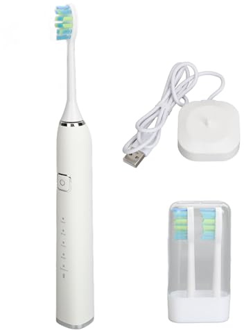 38000 Vibration Smart Zahnbürste mit 5 Modi, Whitening & Polieren für Ausgezeichnete Mundgesundheit. IPX7, 1200 MAH USB -Ladebasis für Heimreisen (Weiß)