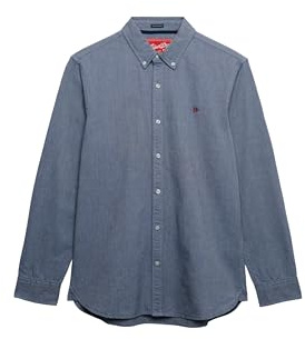 Superdry Herren Klassisches Oxford-Hemd mit Langen Ärmeln