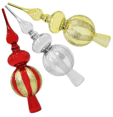FONDOTIN Weihnachtsbaum Dekorationen 3pcs Baum Topper Weihnachten Baum Ornamente Festliche Muster