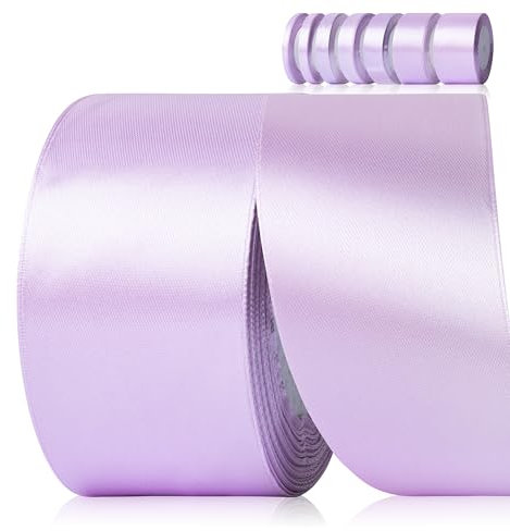 Fyshird Satinband Lila 50mm x 22m Geschenkband Breit Schleifenband Hochzeit Polyester Bänder zum Basteln Dekoband Lila für Geschenkverpackung Geburtstag DIY