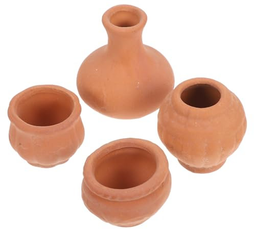 Abaodam 4Pcs Mini Terracotta Flower Pots for Dollhouse DIY Succulents and Small Plants Compact Clay Flower Planters Home Decor