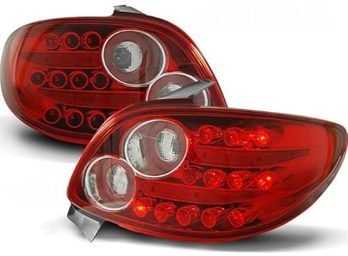 Generico LED Rückleuchten rot-weiß kompatibel mit Peugeot 206 - moderner sportlicher Look