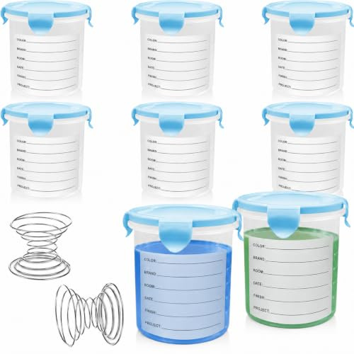 8 Set Leftover Paint Storage Container with Lids, 800 ml Plastic Paint Cups | Clear Empty Paint Container Cans Buckets with Mixing Ball for Repainting Leftover Paint