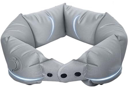 Generisch Travel Neck Cushion, Inflatable Headrest Pillow, Ergonomic Flight Support, Compact Design Soft Fabric Comfort for Airplane Car Train Offices Napping, 33.86x5.51 Inches