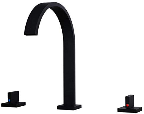 CRBUDY Robinet de lavabo 3 Trous en Laiton, résistant aux éclaboussures d'eau Chaude et Froide, Noir