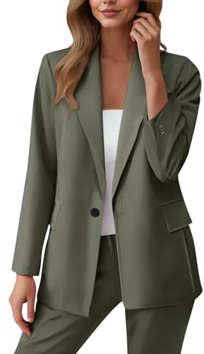 RLEHJN Blazer Damen Sportlich Große Größen Dünn Blazerjacke Retro Jacke Büro Office Suit Blazer mit Taschen Basic Jacke Longblazer Trenchcoat Strickjacke Große Größen Revers Anzug Für Office
