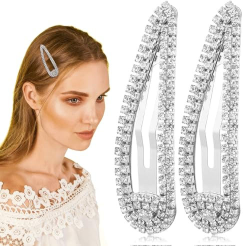 iplusmile 2 Stück Strass Haarspangen Große Metall Haarklammer Glitzer Snap Clip Haarschmuck Für Hochzeit Party Damen Dickes Dünnes Haar