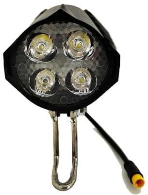 GNURBDILFO Ebike LED Headlight Accessories 36V 48V Lamp 3pin Built-in Horn Front Light 4 LED Bulbs for Electric Scooters Bicycles