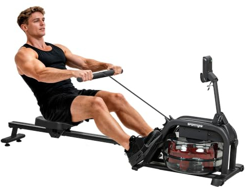 SPORTNOW Wasser Rudergerät für Zuhause mit LCD Display Handyhalterung | Komfortabler Sitz, Vertikale Lagerung, Wasserrudergerät Rudermaschine für Heimfitness