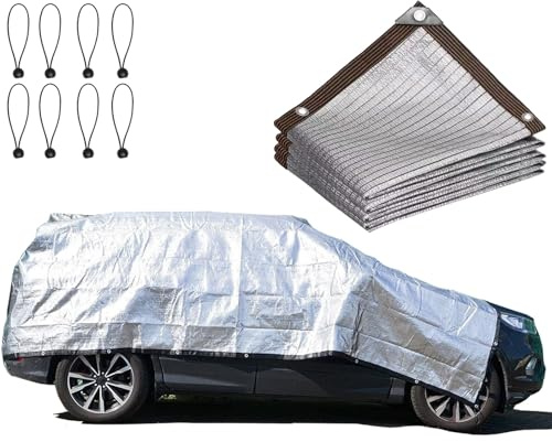 Telo Ombreggiante alluminio 95% con Occhielli per Auto - Telo Riflettente UV per Auto Pergola Pollai Cani Coperture Ombreggianti per Esterni(4x6m/13x19ft)