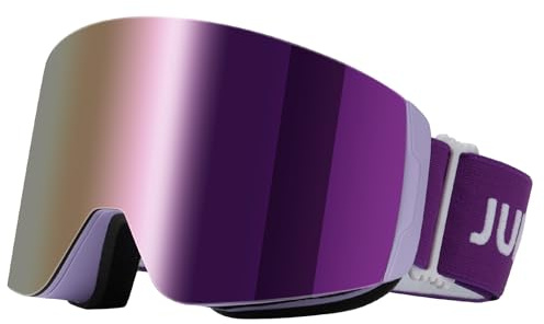 JUNXIBOUA Skibrille, rahmenlose, austauschbare Gläser, 100% UV400-Schutz, Schneebrille für Damen und Herren