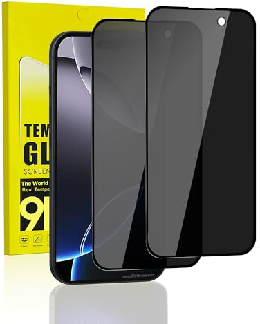 MiniMing Schutzfolie für Panzerglas Sichtschutz für iPhone 16 Pro Max, 2 Stück 0.25mm HD Klarsicht Anti Spy für Apple iPhone 16 Pro Max Folie, Privacy Screen für iPhone 16 Pro Max Blickschutz