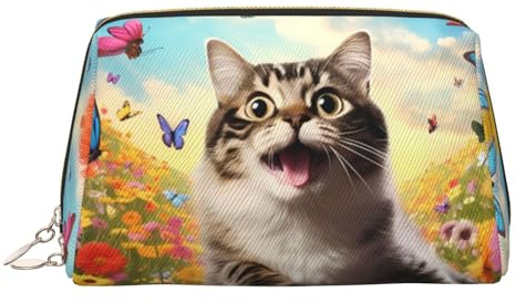 QAZWZML Kosmetiktasche mit verspielter Katze, bedruckt, für Reisen, Zuhause, Kulturbeutel, geeignet für Geschäftsreisen und Urlaubsutensilien