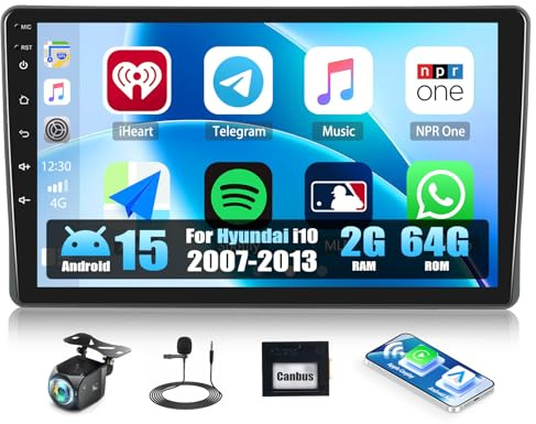 CAMECHO 2+64G 8-Core Android 15 Autoradio für FIAT Panda 2003-2012 mit Navi Wireless Carplay Android Auto, Double Din mit 9-Zoll Bildschirm mit RDS/FM MirrorLink Bluetooth 5.0/DSP+AHD Rückfahrkamera
