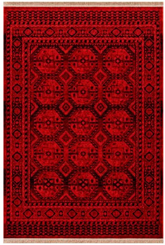 VIMODA Teppich ROYAL Dunkelrot im Vintage-Orient Stil“– Hochwertig & Pflegeleicht,Maße:80x150 cm;Farbe:Red6