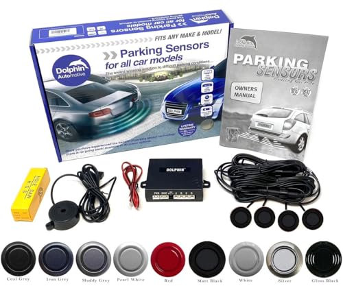 Dolphin Automotive DMS400 - Sensores de aparcamiento inversos de tamaño micro - 4 sensores traseros con alertas de audio - Marca ganadora del premio Auto Express en 9 colores (negro mate)