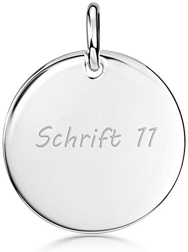 Materia Gravur Schmuck Damen Herren - 925 Silber Anhänger personalisiert rund KA-323-Schrifttyp 11