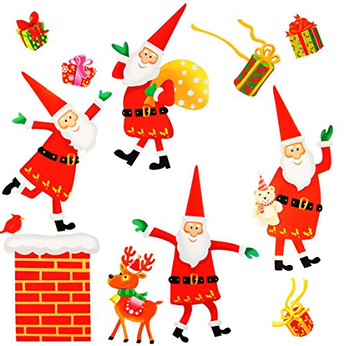 alles-meine.de GmbH große Wandsticker - Weihnachtsmann & Rentier/Schornstein - selbstklebend + wiederverwendbar + wasserfest - Aufkleber für Kinderzimmer - Wandtattoo/S..