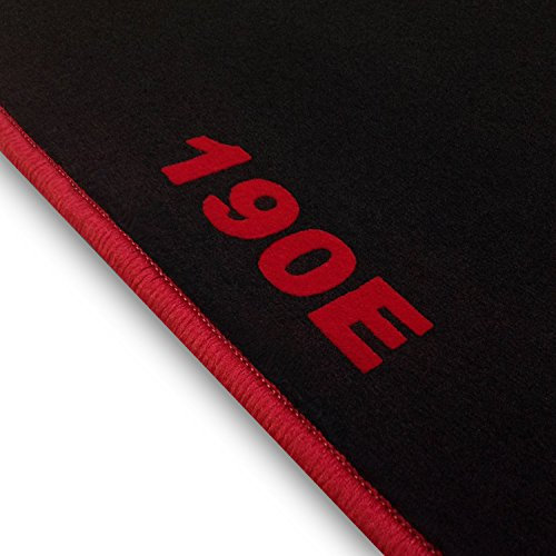 online-fussmatten OFM190E0002 190-Line Velours Auto Fußmatten,190E Druck und Rand in Rot