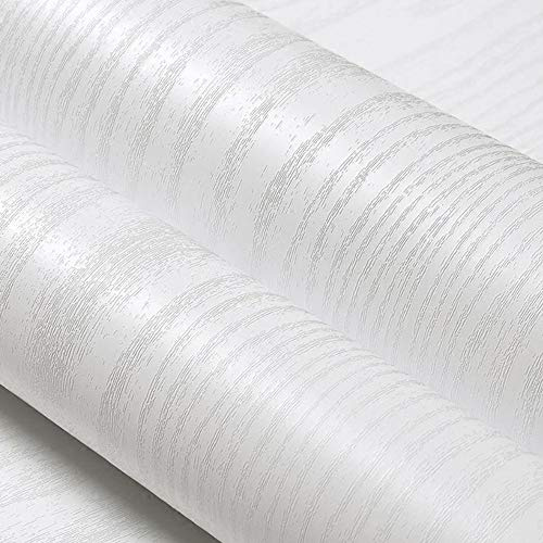 ConCus-T White Wood Grain Wallpaper Furniture Stickers, 60×300cm