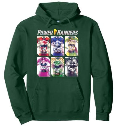 Power Rangers Graphic Color Character Helmet Panels Pullover Hoodie